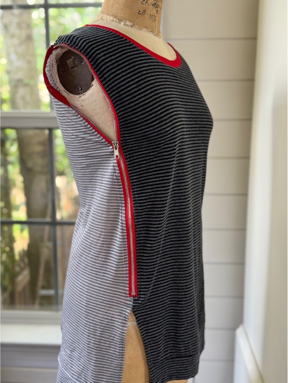 Patrizia Luca Milano Striped Side-Zip Tunic Women’s XS Urban Streetwear Edgy